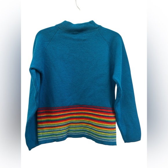 Vintage 80s/90s Ski Country Rainbow Stripe Wool Blend Sweater (S- estimated) - Picture 2 of 4